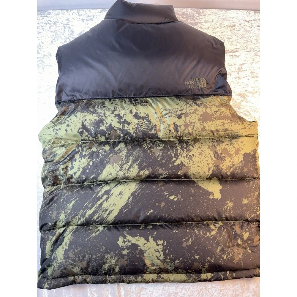 The North Face Nuptse 700 Down Vest Mens L Green Camo Puffer NF00C760